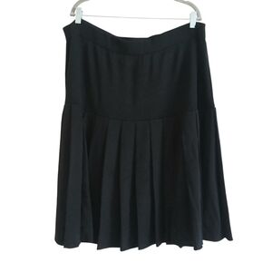 KAMA by St John Knit Pleated Skirt Women's 22 Black Quiet Luxury Classic Minimal